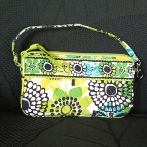 VERA BRADLEY Quilted Wristlet Lime/Yellow/Teal/Black